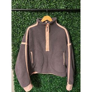 Free People Movement Mountain High Half Zip Fleece Jacket Sz Large Driftwood and